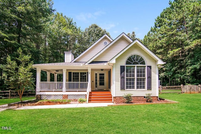 190 Hardwood Dr, Franklinton, NC 27525 - view of front facade with covered porch and a chimney
