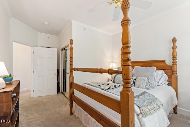 116 Northbrook Dr Unit 303, Raleigh, NC 27609 - carpeted bedroom with crown molding and a ceiling fan