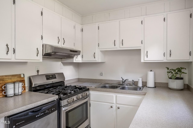 2331 Stevens Rd, Raleigh, NC 27610 - kitchen with appliances with stainless steel finishes, under cabinet range hood, white cabinets, and light countertops