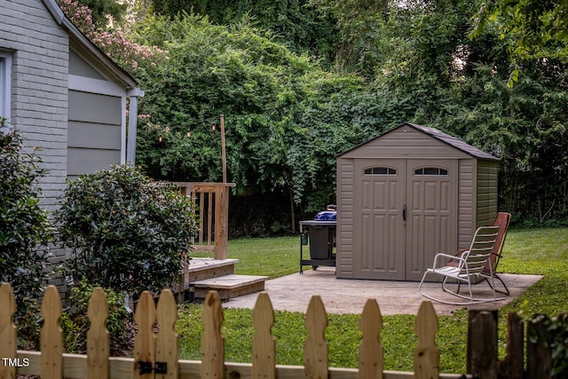 2331 Stevens Rd, Raleigh, NC 27610 - view of grassy yard with a shed