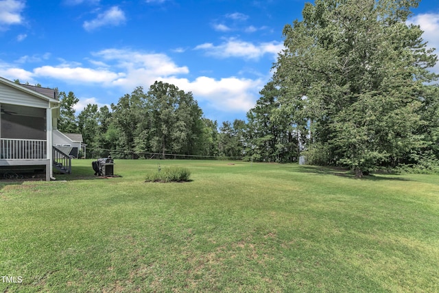 450 Cotton Mill Dr, Zebulon, NC 27597 - view of yard with a sunroom and ceiling fan