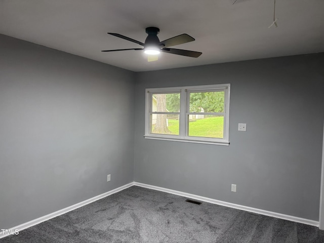 6740 Guess Rd, Hillsborough, NC 27278 - unfurnished room with dark colored carpet and ceiling fan