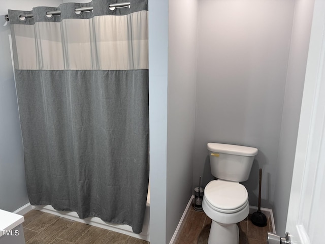6740 Guess Rd, Hillsborough, NC 27278 - full bathroom with wood finished floors and shower / bath combination with curtain