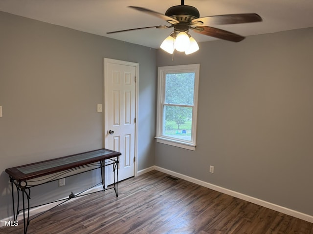 6740 Guess Rd, Hillsborough, NC 27278 - empty room featuring dark wood-style floors and a ceiling fan
