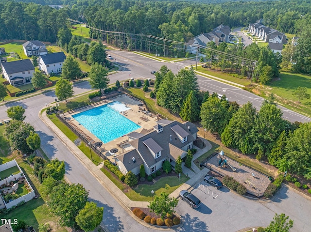 7817 Elmshire Way, Raleigh, NC 27616 - aerial view of a pool and a forest