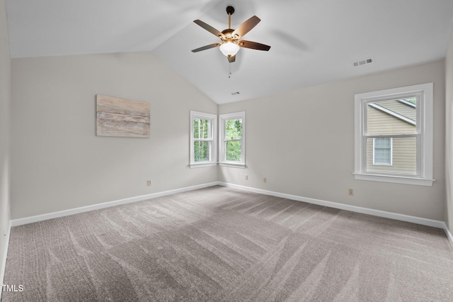 3 Fieldcrest Ct, Durham, NC 27713 - carpeted empty room with a ceiling fan and lofted ceiling