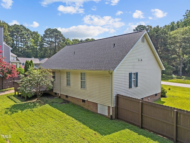 4812 Morecambe Way, Apex, NC 27539 - back of house featuring crawl space, a shingled roof, and a deck