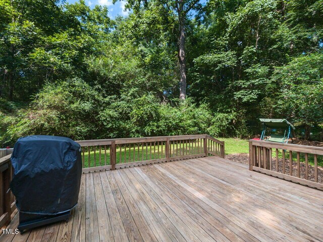 1831 Washington Dr, Hillsborough, NC 27278 - wooden terrace with area for grilling