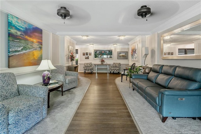 1100 Clarendon St Unit 303, Fayetteville, NC 28305 - living area featuring dark wood finished floors and crown molding