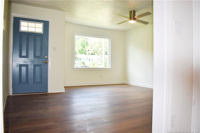 5404 S Sumac Cir, Fayetteville, NC 28304 - foyer featuring dark wood-style flooring and ceiling fan