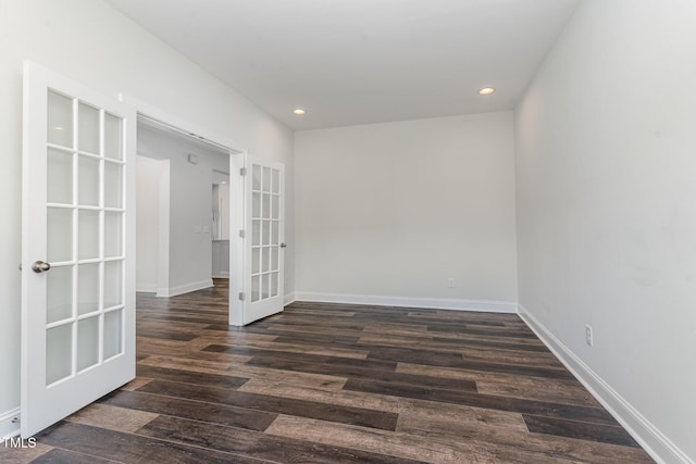 3409 Table Mountain Pine Dr, Raleigh, NC 27616 - empty room with french doors, recessed lighting, and dark wood-type flooring