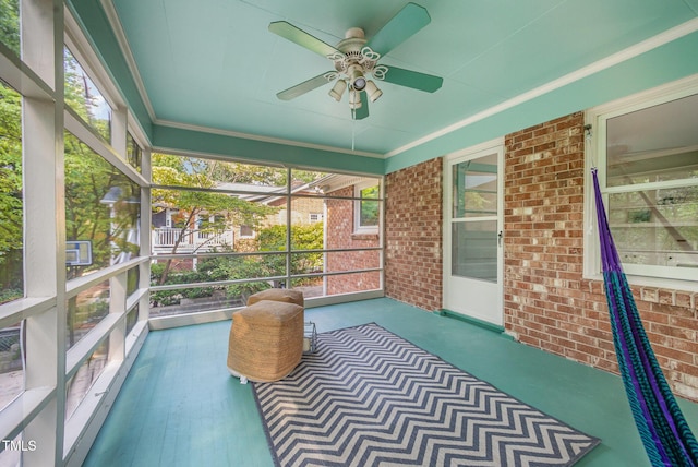 2425 Wentworth St, Raleigh, NC 27612 - unfurnished sunroom with a ceiling fan