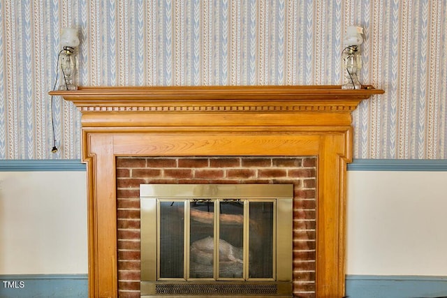 205 Forest Rd, Oxford, NC 27565 - detailed view of a fireplace and wallpapered walls