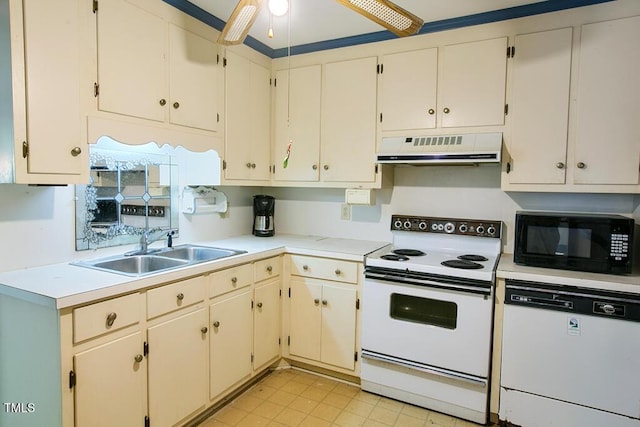 205 Forest Rd, Oxford, NC 27565 - kitchen featuring white appliances, premium range hood, and light countertops