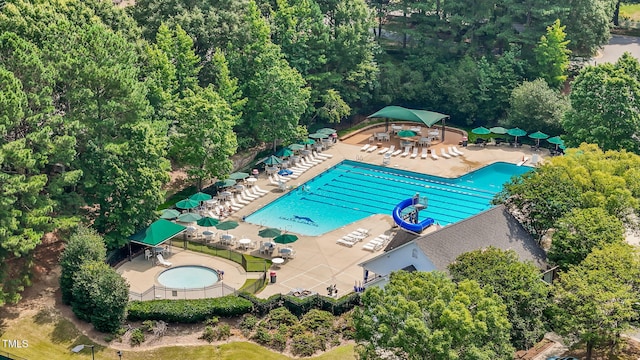 1401 Patterson Grove Rd, Apex, NC 27502 - drone / aerial view of a pool area