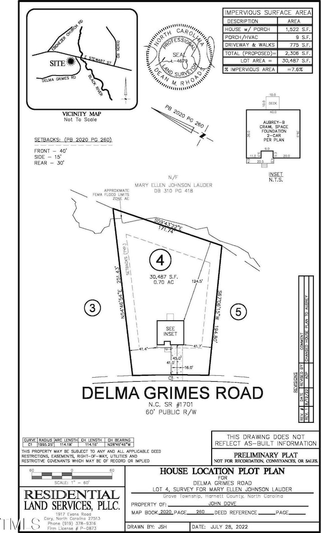 197 Delma Grimes Rd, Coats, NC 27521 - survey map / technical document