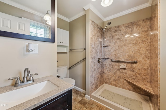 410 Sherron Rd, Durham, NC 27703 - full bath featuring ornamental molding, a shower, and vanity