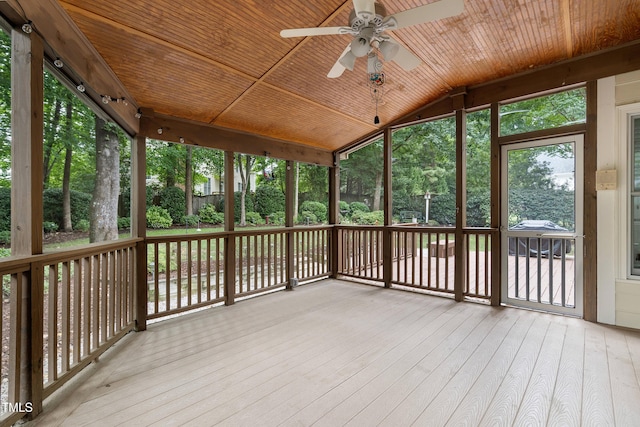 102 Glenmore Rd, Cary, NC 27519 - unfurnished sunroom featuring a ceiling fan and lofted ceiling