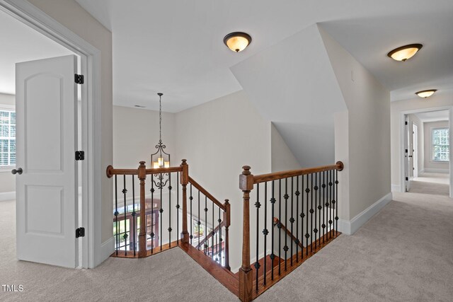 3005 Canopy Woods Dr, Apex, NC 27539 - hallway with carpet and an upstairs landing