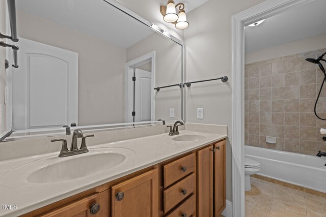 3005 Canopy Woods Dr, Apex, NC 27539 - full bath with double vanity, shower / bathtub combination, and tile patterned floors