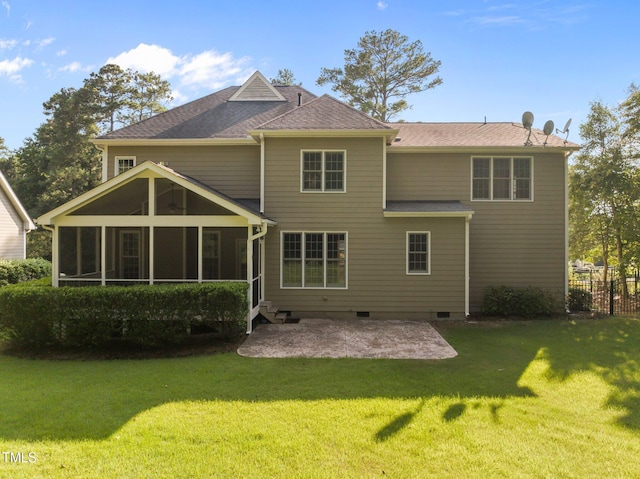 3005 Canopy Woods Dr, Apex, NC 27539 - rear view of property with a sunroom, a patio, and crawl space