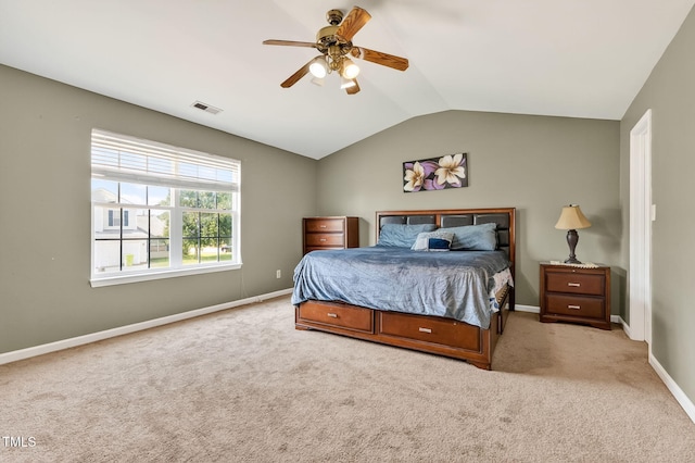 4017 Rothfield Ln, Raleigh, NC 27616 - bedroom with lofted ceiling, carpet, and a ceiling fan
