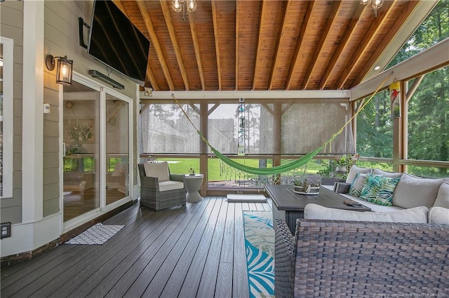72 Orchard Falls Dr, Spring Lake, NC 28390 - sunroom with an outdoor living space and vaulted ceiling