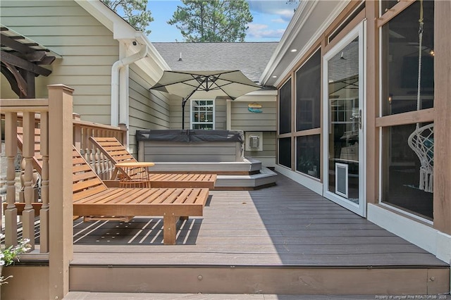 72 Orchard Falls Dr, Spring Lake, NC 28390 - wooden terrace with a hot tub