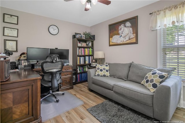 72 Orchard Falls Dr, Spring Lake, NC 28390 - office with light wood-type flooring and a ceiling fan