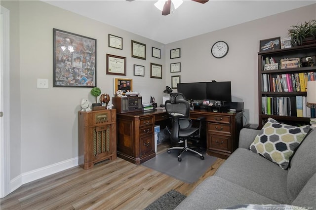 72 Orchard Falls Dr, Spring Lake, NC 28390 - office area featuring light wood-type flooring and a ceiling fan