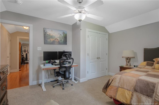 72 Orchard Falls Dr, Spring Lake, NC 28390 - bedroom with lofted ceiling, a desk, carpet, and ceiling fan