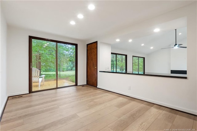 916 Rays Bridge Rd, Whispering Pines, NC 28327 - spare room featuring wood finished floors, plenty of natural light, recessed lighting, and ceiling fan