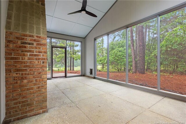 916 Rays Bridge Rd, Whispering Pines, NC 28327 - unfurnished sunroom with ceiling fan and vaulted ceiling