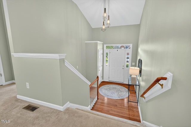 1004 Scotsburg Trl, Hillsborough, NC 27278 - entryway with high vaulted ceiling and carpet