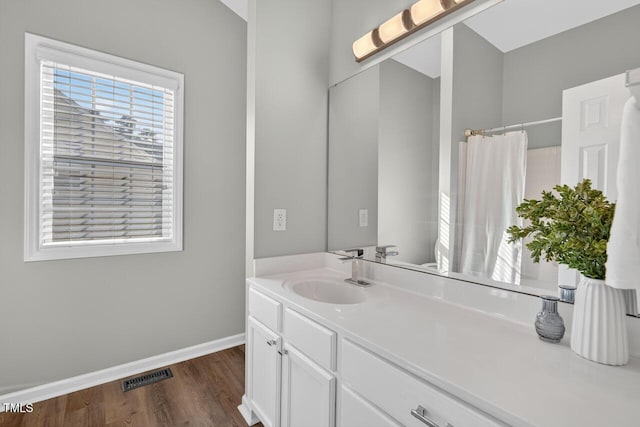 1004 Scotsburg Trl, Hillsborough, NC 27278 - full bath featuring vanity, wood finished floors, and a shower with shower curtain