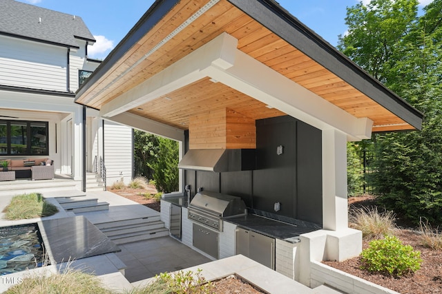 1616 Hunting Ridge Rd, Raleigh, NC 27615 - view of patio / terrace with an outdoor living space, exterior kitchen, and a gazebo