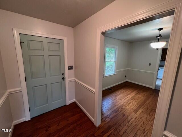 2856 Nutbush Rd, Henderson, NC 27537 - foyer featuring dark wood finished floors