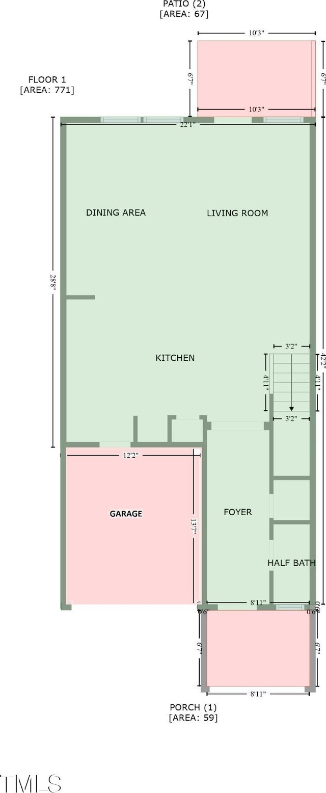 5721 Woodlawn Dr, Durham, NC 27703 - view of property floor plan