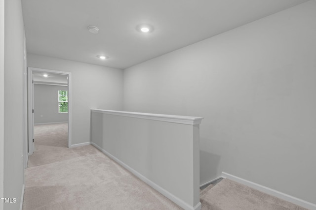 223 Aster Bloom Ln, Raleigh, NC 27610 - corridor featuring an upstairs landing, carpet, and recessed lighting
