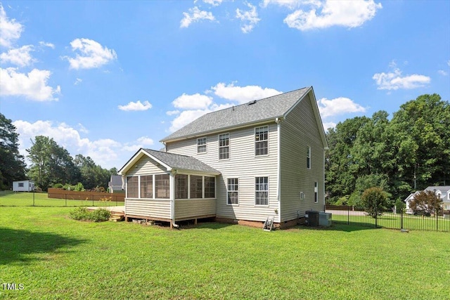20 Allyson Ct, Youngsville, NC 27596 - rear view of property with a sunroom and a fenced backyard