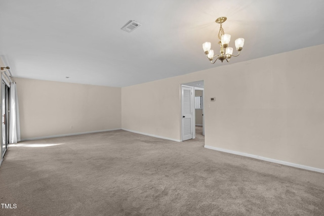 667 Pine Ridge Pl, Raleigh, NC 27609 - carpeted empty room featuring a chandelier and baseboards