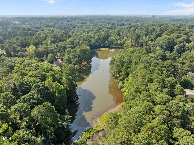 667 Pine Ridge Pl, Raleigh, NC 27609 - aerial overview of property's location featuring a forest and a nearby body of water