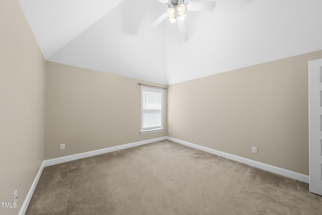 347 Country Mill Way, Fuquay Varina, NC 27526 - carpeted spare room featuring ceiling fan and lofted ceiling