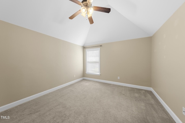 347 Country Mill Way, Fuquay Varina, NC 27526 - empty room featuring lofted ceiling, a ceiling fan, and light carpet