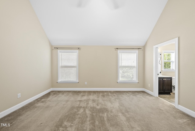 347 Country Mill Way, Fuquay Varina, NC 27526 - carpeted empty room featuring lofted ceiling and baseboards
