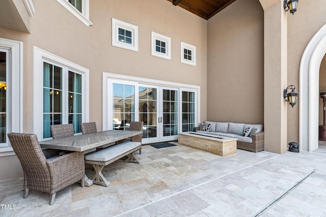 19 San Rimini Way, Durham, NC 27707 - view of patio / terrace featuring french doors, outdoor lounge area, and outdoor dining space