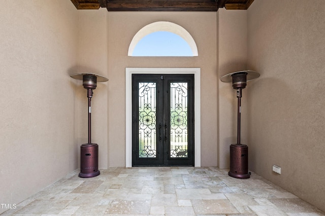 19 San Rimini Way, Durham, NC 27707 - entrance to property featuring french doors and stucco siding