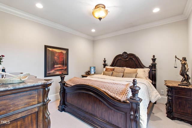 19 San Rimini Way, Durham, NC 27707 - bedroom featuring light carpet, crown molding, and recessed lighting