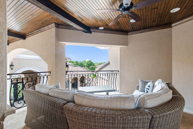 19 San Rimini Way, Durham, NC 27707 - balcony featuring a ceiling fan