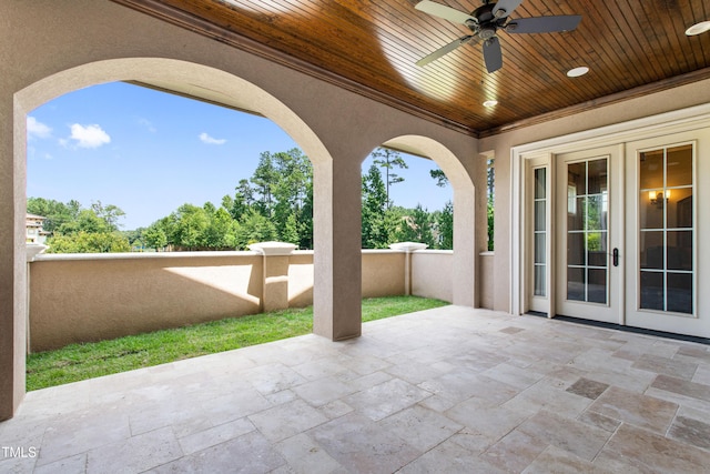 19 San Rimini Way, Durham, NC 27707 - view of patio / terrace featuring french doors and ceiling fan